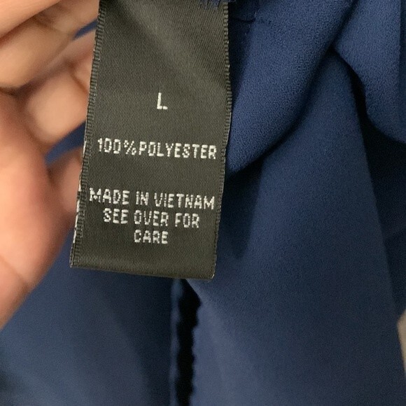 Alyx woman’s blue sheer button down 3/4 tab sleeve blue Large W/shoulder detail - Picture 9 of 12